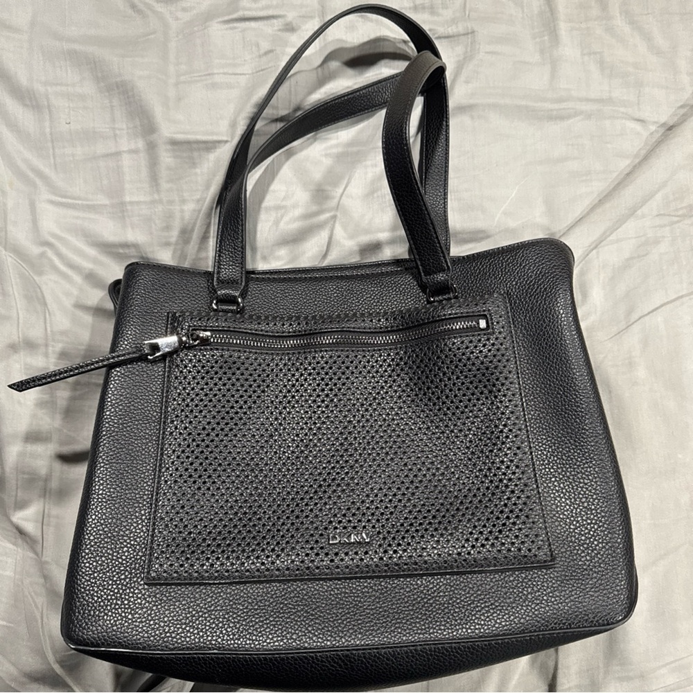 DKNY Black Leather Tote Bag
